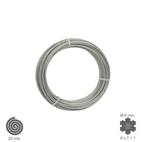 Cable Galvanizado    6 mm. (Rollo 25 Metros) No Elevacion