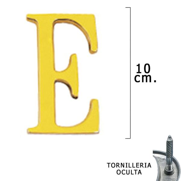 Letra Latón "E" 10 cm. con Tornilleria Oculta (Blister 1 Pieza)