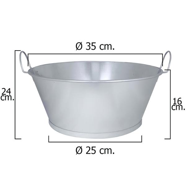 Barreño Galvanizado Baño  14"  35x16 cm. 10 Litros