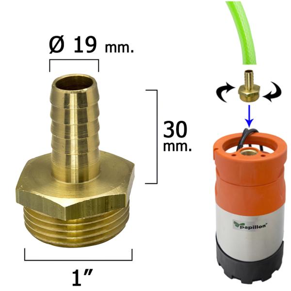 Entronque De Manguera Con Espiga Ø 19 mm. Macho 1"