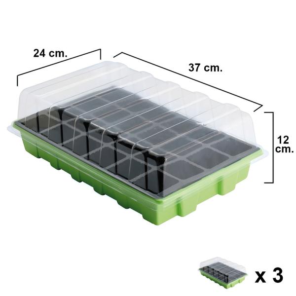 Semillero Germinación Invernadero 24 Compartimentos Con Bandeja Anti Goteo Sets De 3 Piezas Siembra / Germinacion de plantas