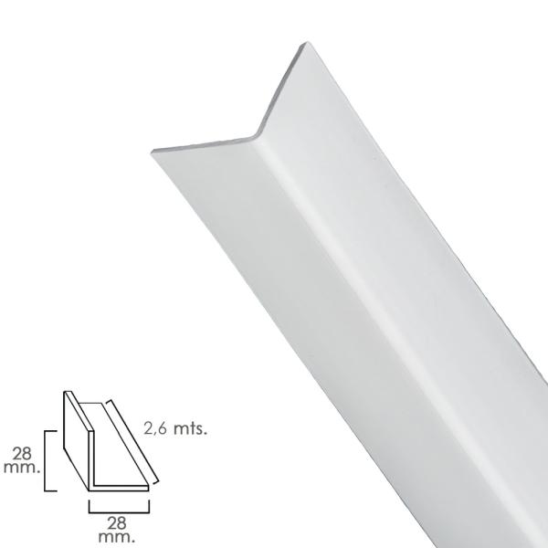 Perfil Pvc Angulo 25x25 mm. Blanco Barra 2,5 metros