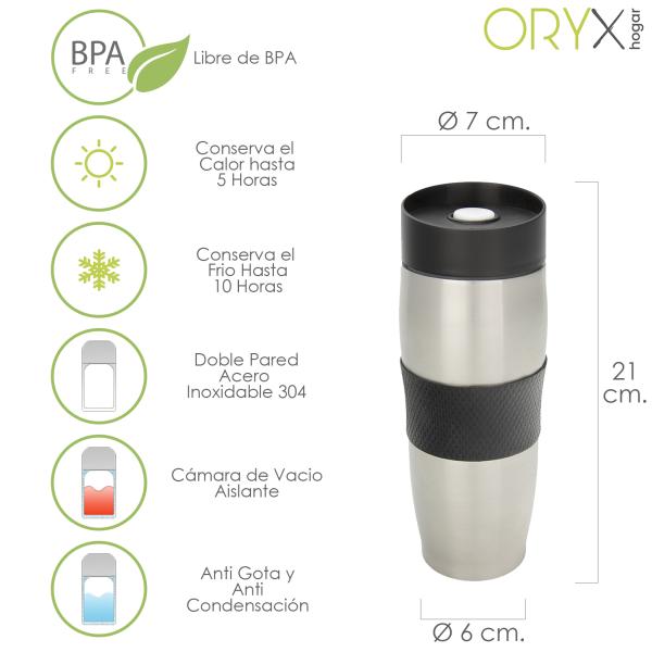 Vaso Termico, Capacidad De 380ML. Libre BPA, Acero Inoxidable, Antigoteo