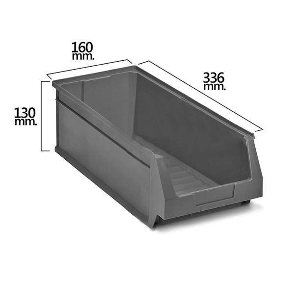 Gaveta Apilable Almacenamiento Gris Nº53  336x160x130 mm.