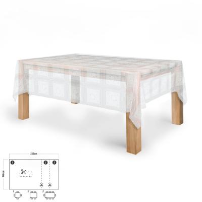 Mantel Hule Rectangular Bordados Transparente Impermeable Antimanchas PVC 140x250 cm.  Recortable Uso Interior y Exterior