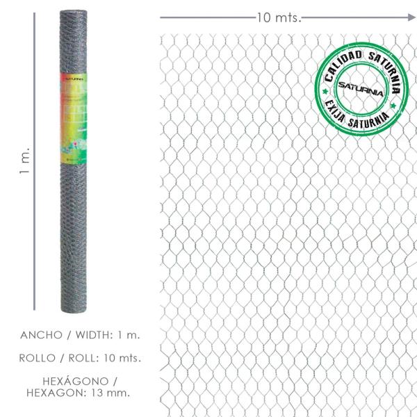 Enrejado Triple Torsion 13 / Ancho 100 cm. Rollo 10 Metros Uso Domestico